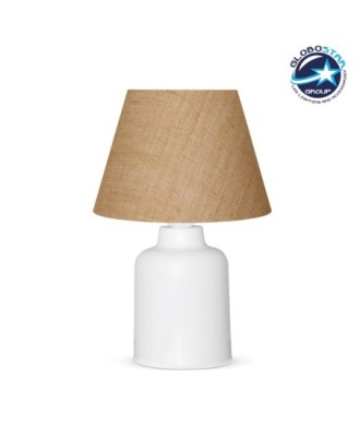 GLOBOSTAR® CIA 204-0082 Μοντέρνο Επιτραπέζιο Φωτιστικό Πορτατίφ με Ντουί 1 x E27 AC 220-240V IP20 - Λευκό & Μπεζ - Μ24 x Π24 x Υ31cm